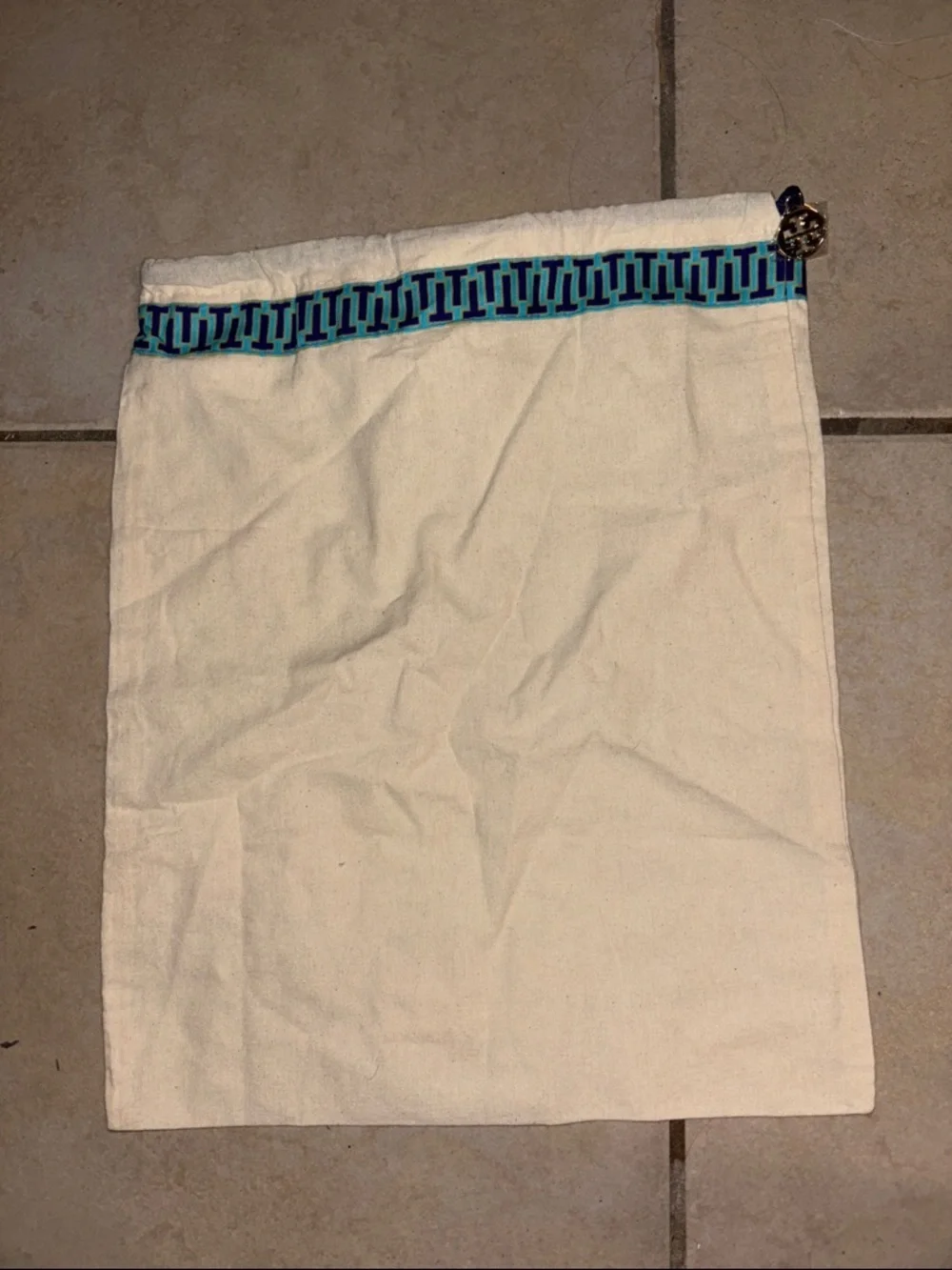 Tory Burch Dust Bag with Blue Pattern and Emblem
